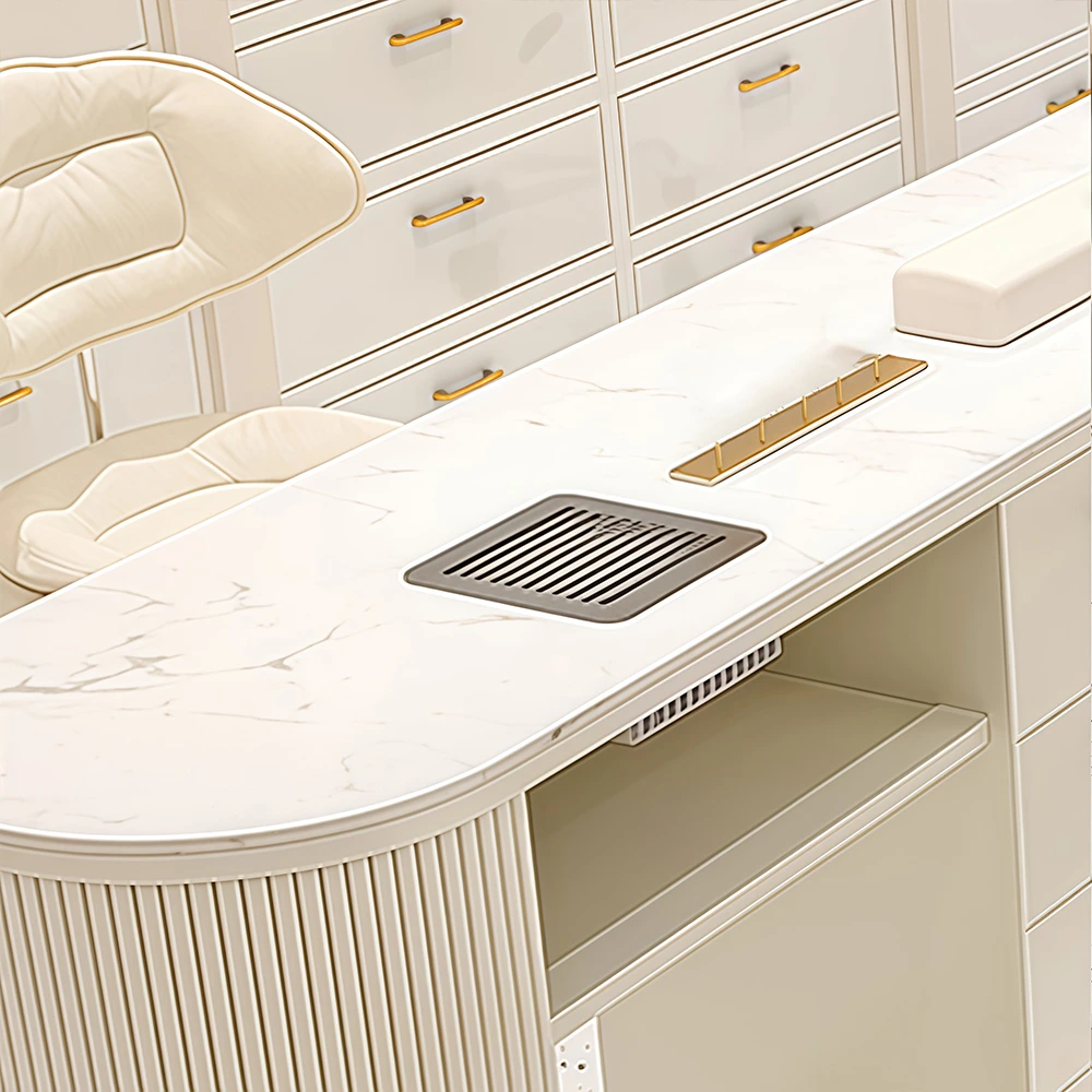 Bright Marble Nail Desk Minimalist Style - image 4