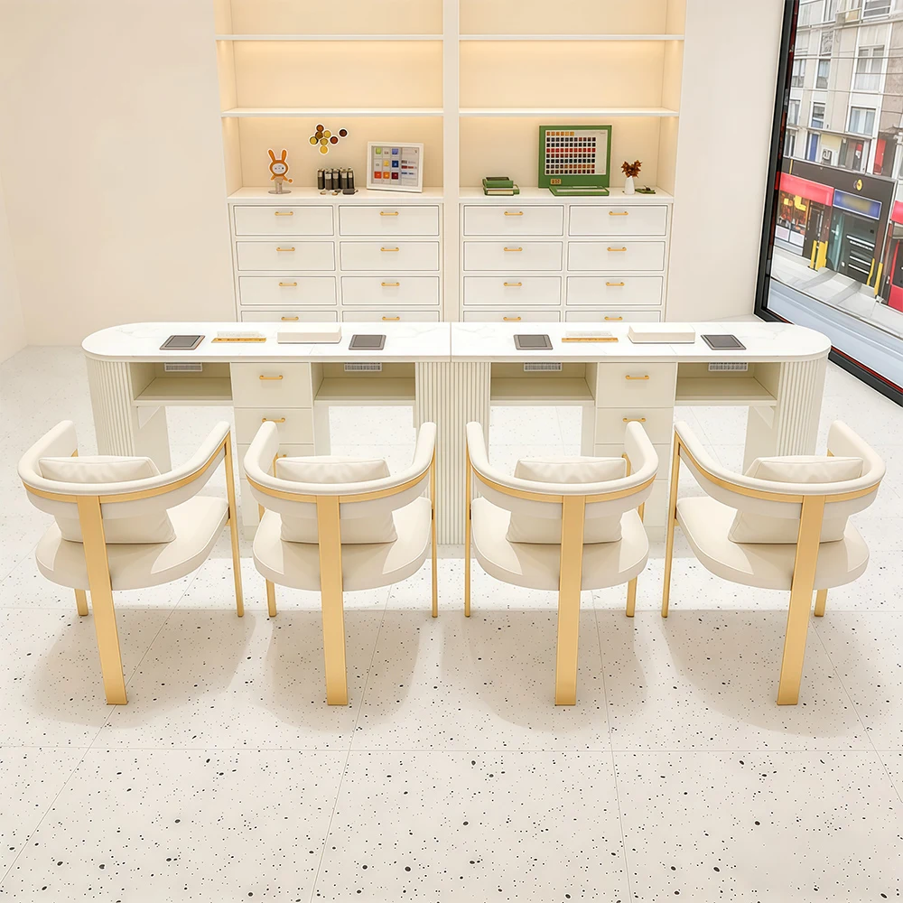 Bright Marble Nail Desk Minimalist Style - image 2