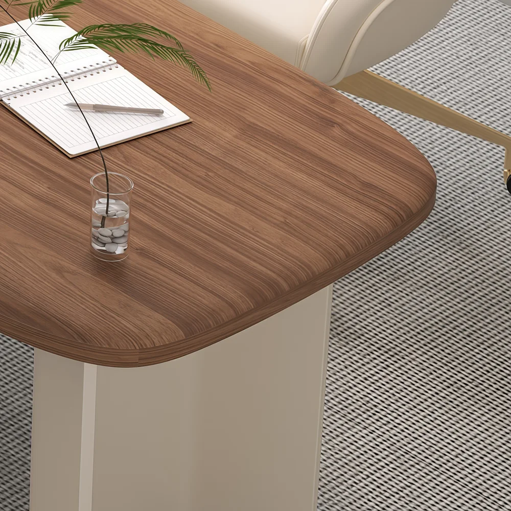 Cream Wood Computer Desk Modern Office - image 5