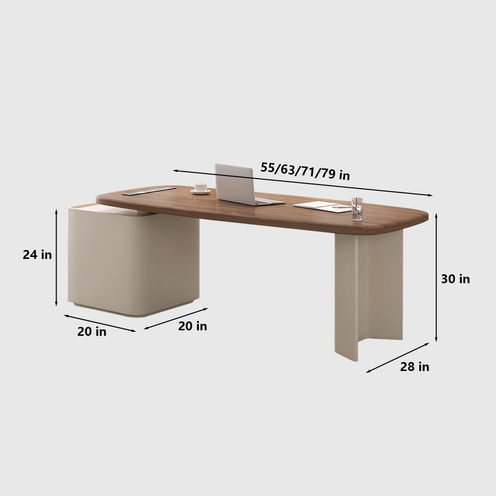 Cream Wood Computer Desk Modern Office - image 7