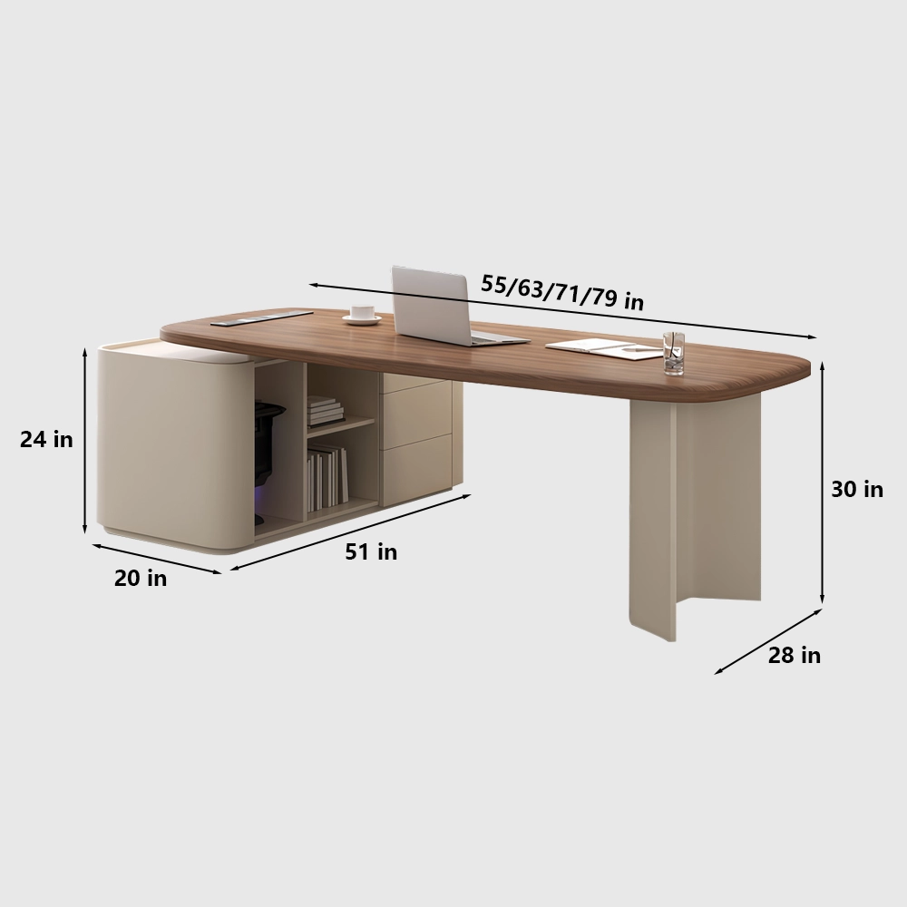 Cream Wood Computer Desk Modern Office - image 8
