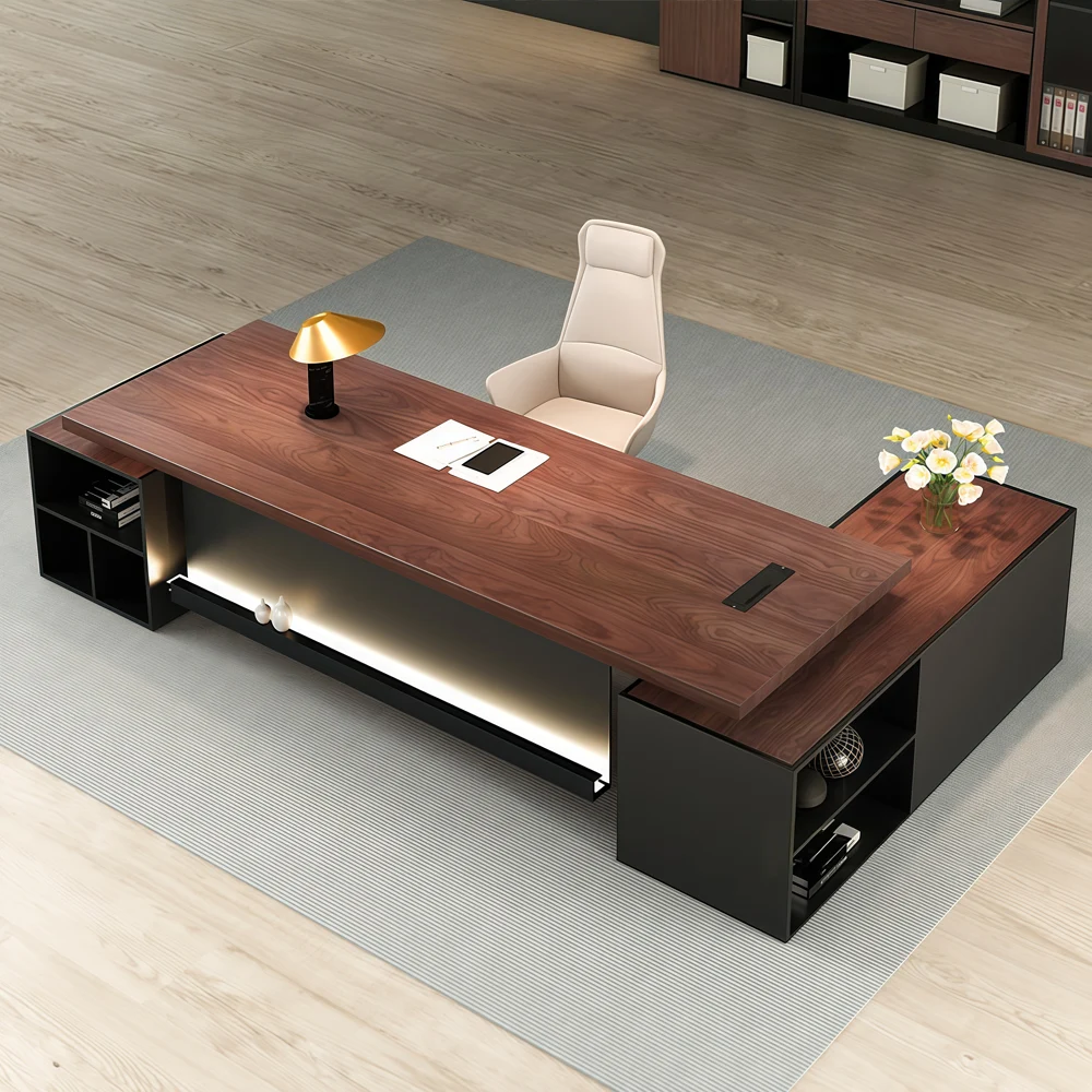 Creative Solid Wood Desk with Side Storage - image 2