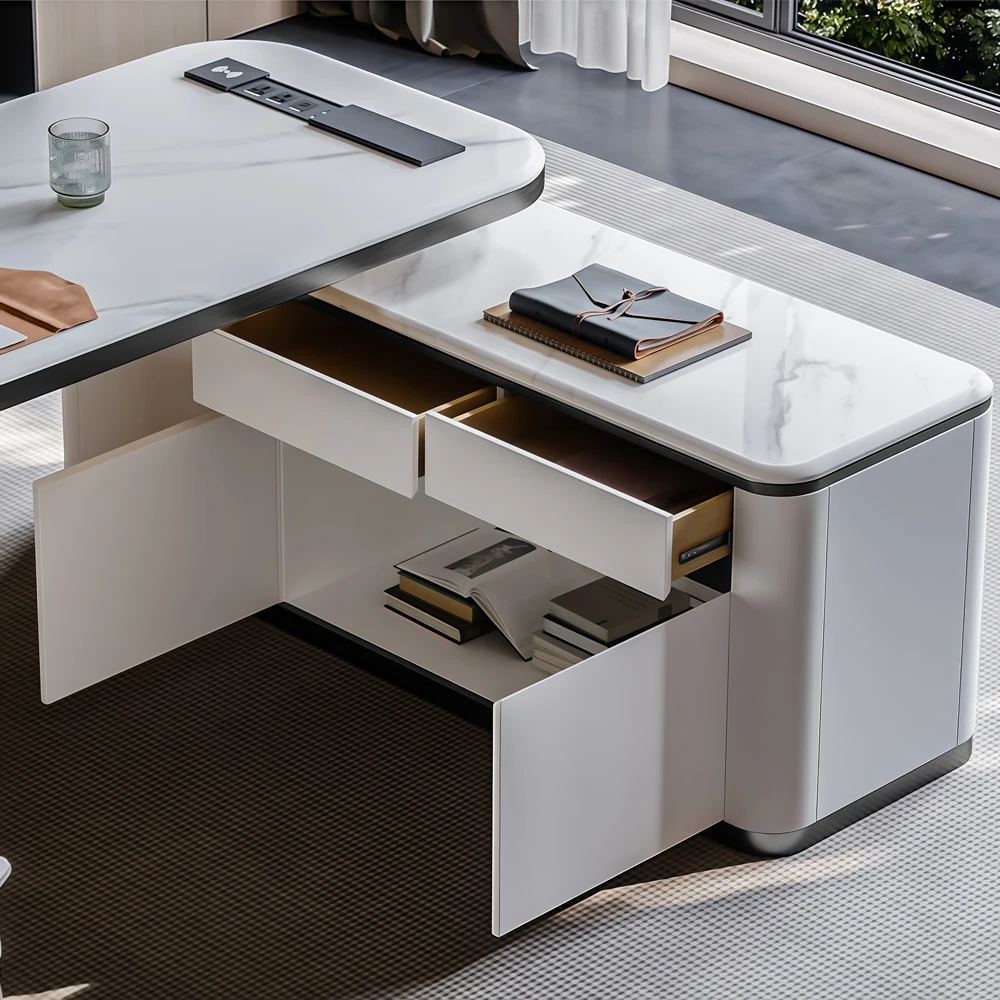 Modern Luxury L-Shaped Slate Desk Italian Minimalist Computer Desk - image 4