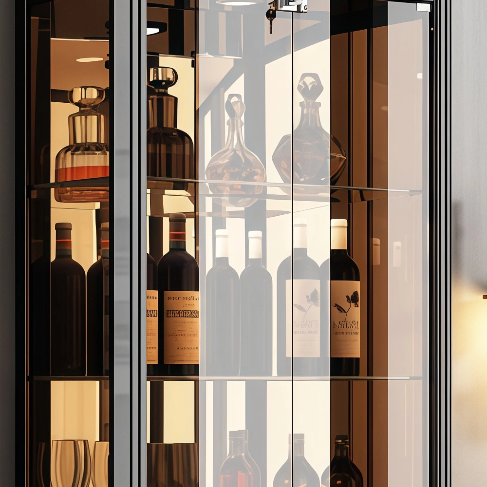 Modern White Glass Wine Cabinet with Lock - image 4