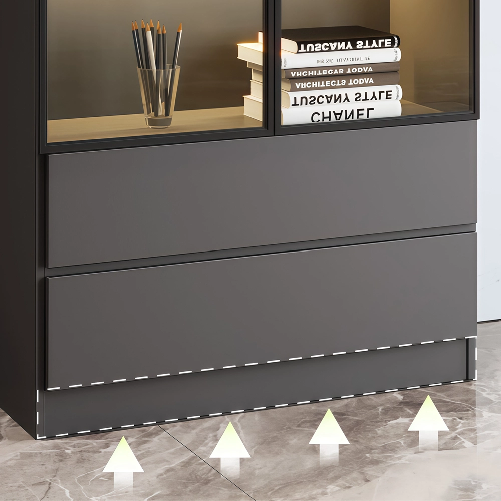 Bookcase with Glass Doors for Display Storage - image 4