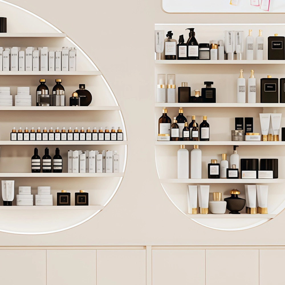 Curved Multi-Tier Display Cabinet for Salon - image 6