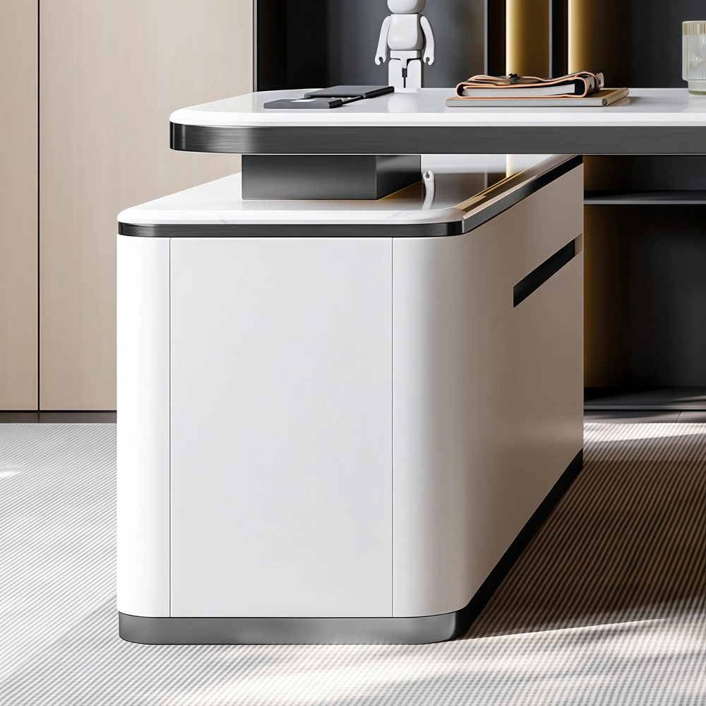 Modern Luxury L-Shaped Slate Desk Italian Minimalist Computer Desk - image 5