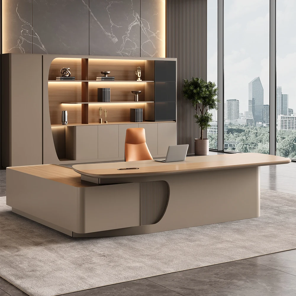 Executive Desk with Premium Timber and Curvilinear Shape - image 4