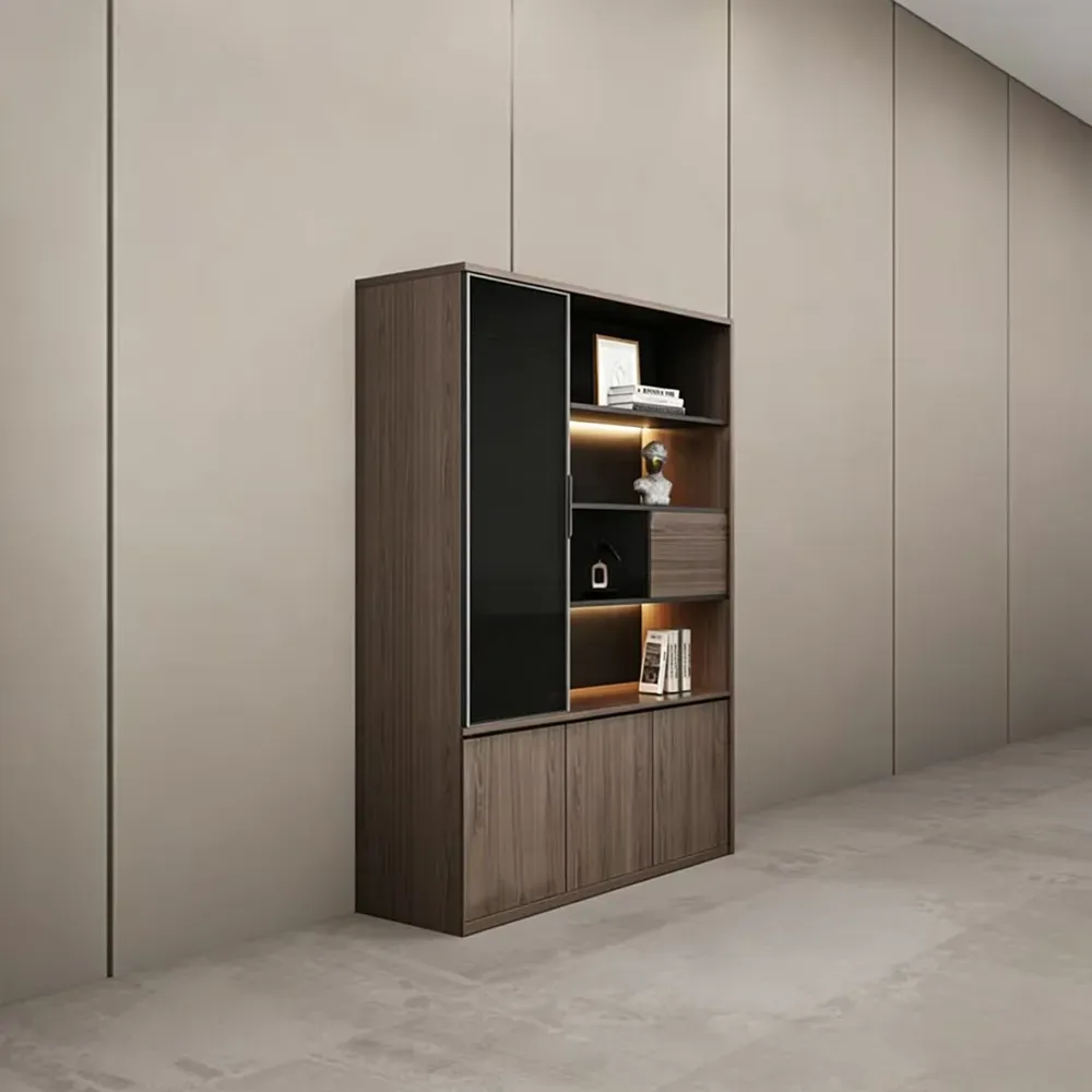 Floor-Standing Wooden Cabinet with File & Display Storage - image 2