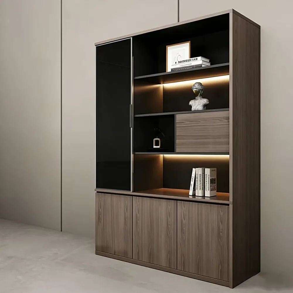 Floor-Standing Wooden Cabinet with File & Display Storage - image 3