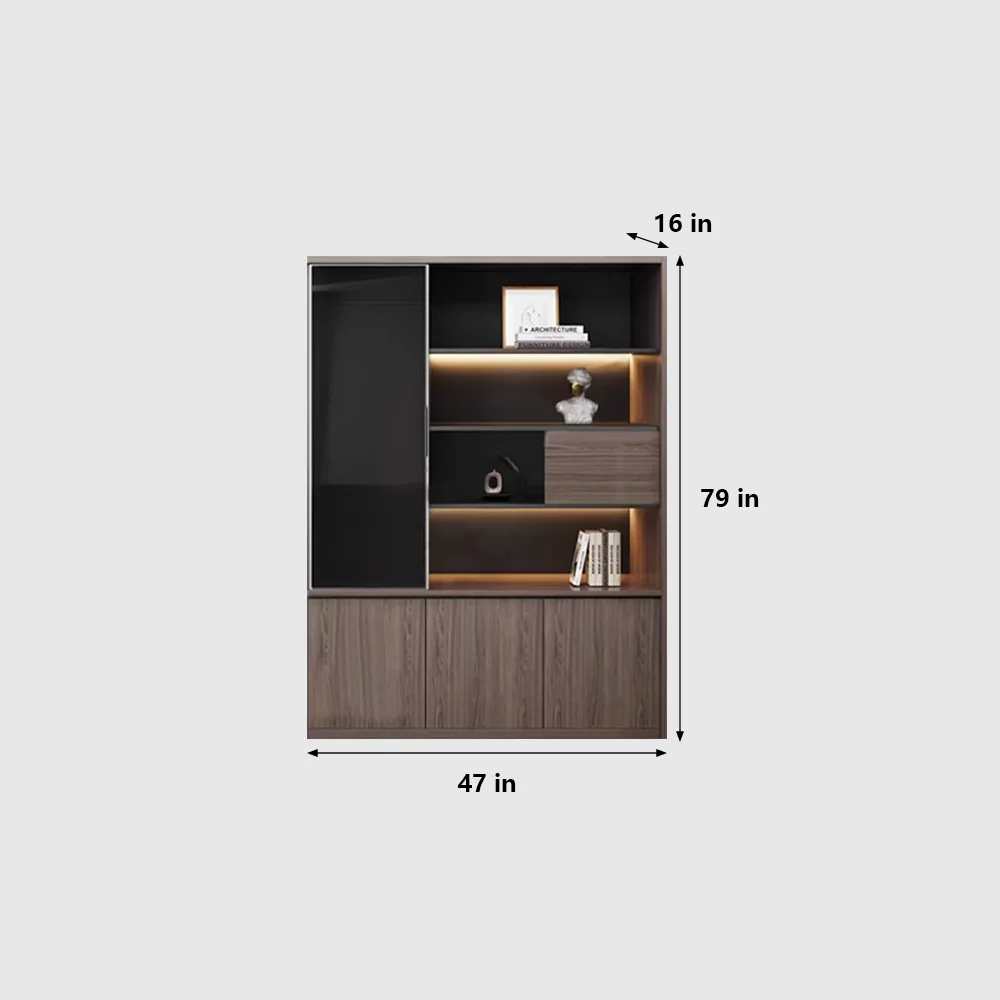 Floor-Standing Wooden Cabinet with File & Display Storage - image 7