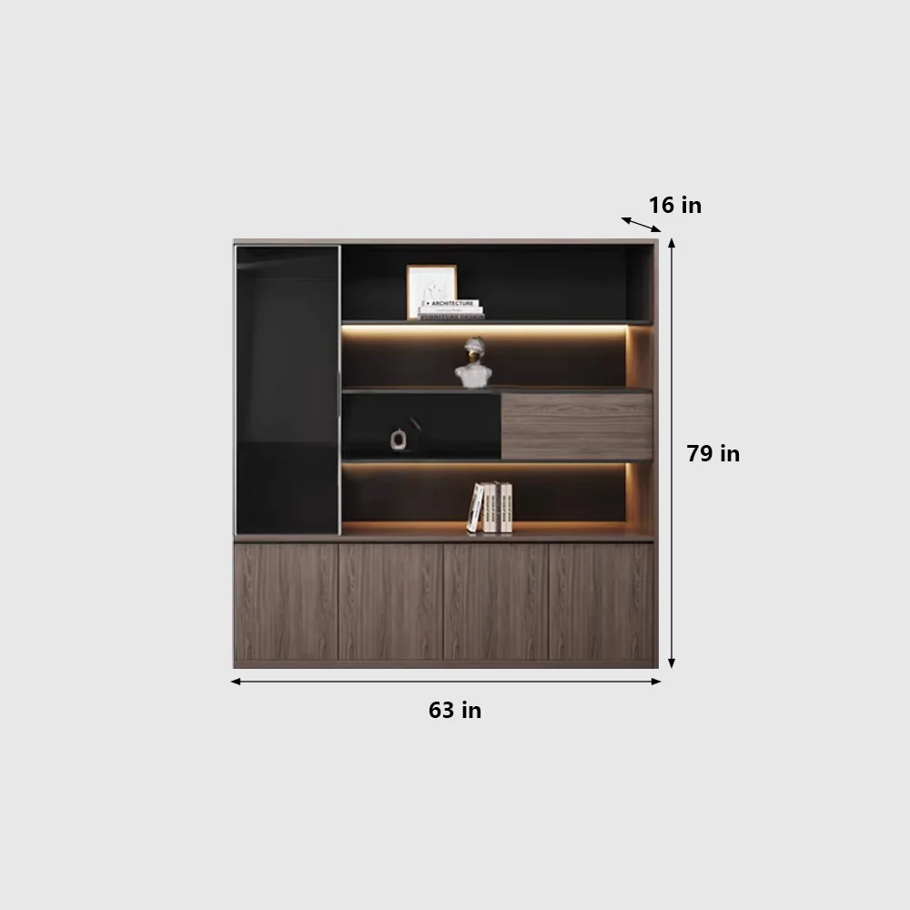 Floor-Standing Wooden Cabinet with File & Display Storage - image 8