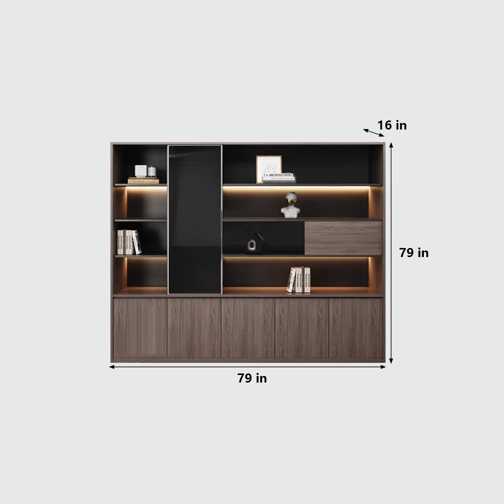 Floor-Standing Wooden Cabinet with File & Display Storage - image 9