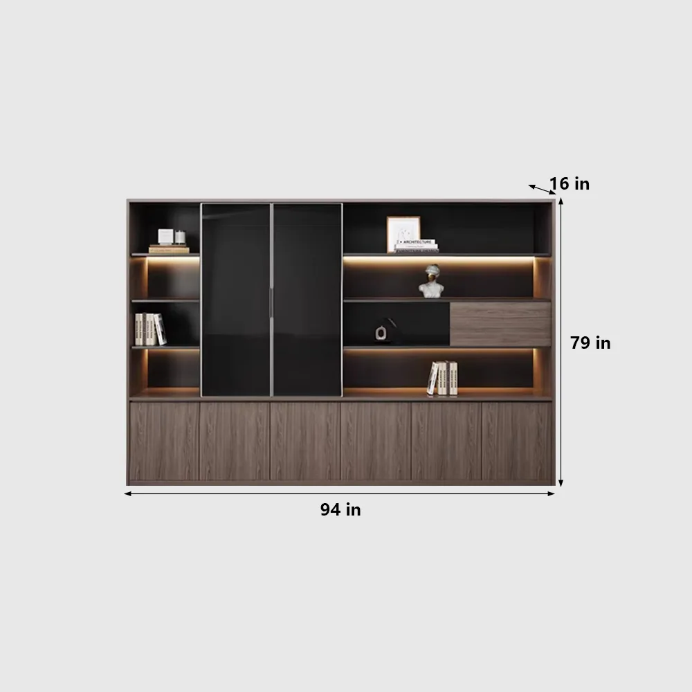 Floor-Standing Wooden Cabinet with File & Display Storage - image 10