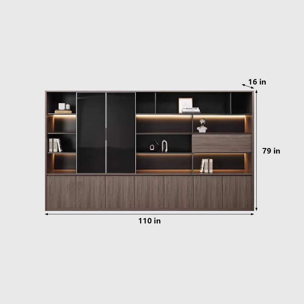 Floor-Standing Wooden Cabinet with File & Display Storage - image 11