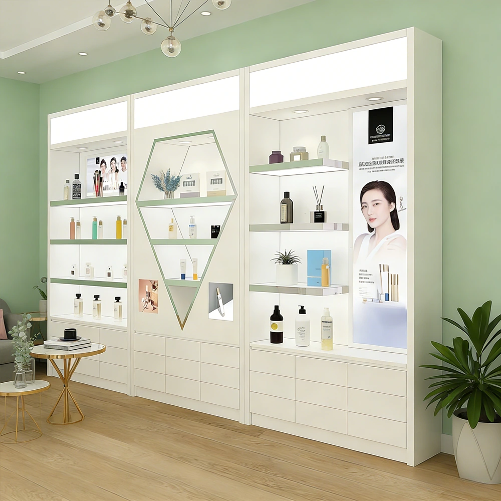 Glossy White Mageline Cosmetic Display Showcase - image 3