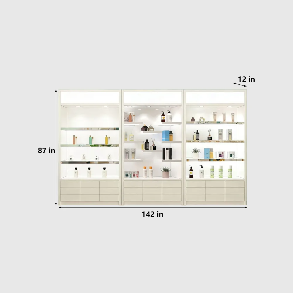 Glossy White Mageline Cosmetic Display Showcase - image 16