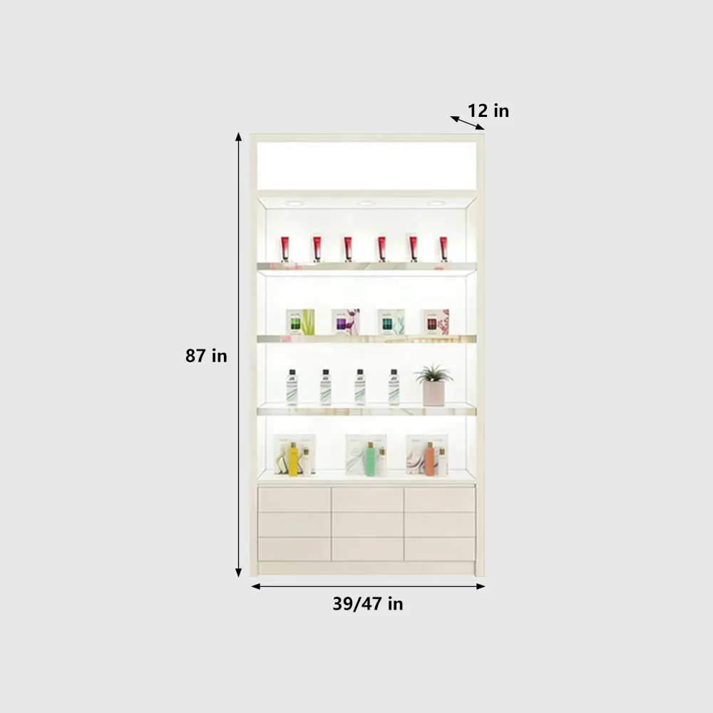 Glossy White Mageline Cosmetic Display Showcase - image 9