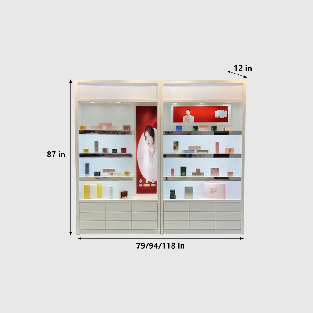 Glossy White Mageline Cosmetic Display Showcase - image 11