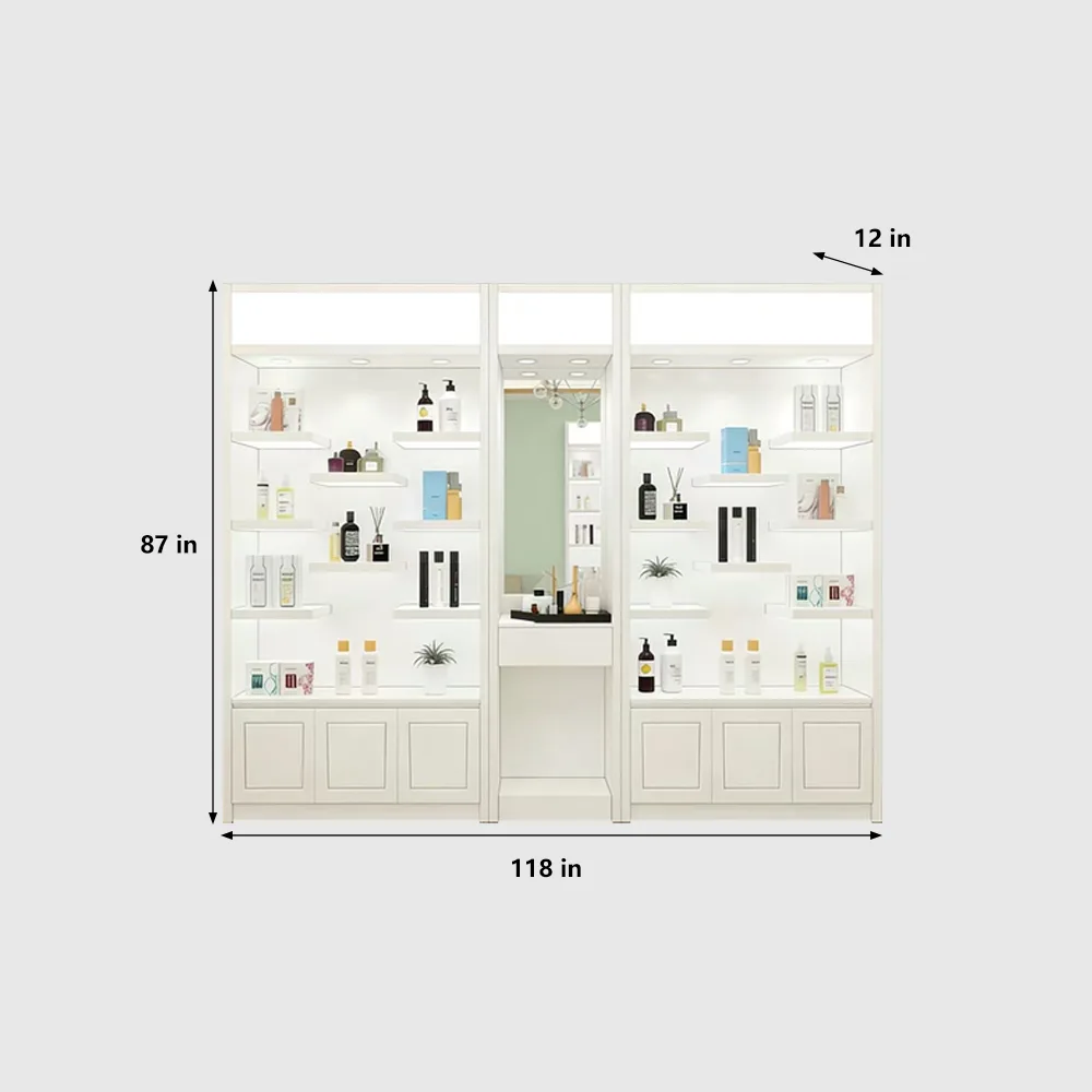 Glossy White Mageline Cosmetic Display Showcase - image 12