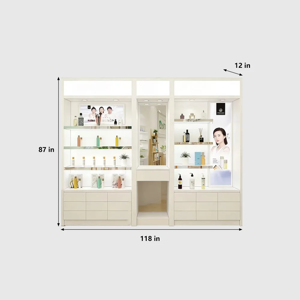 Glossy White Mageline Cosmetic Display Showcase - image 13