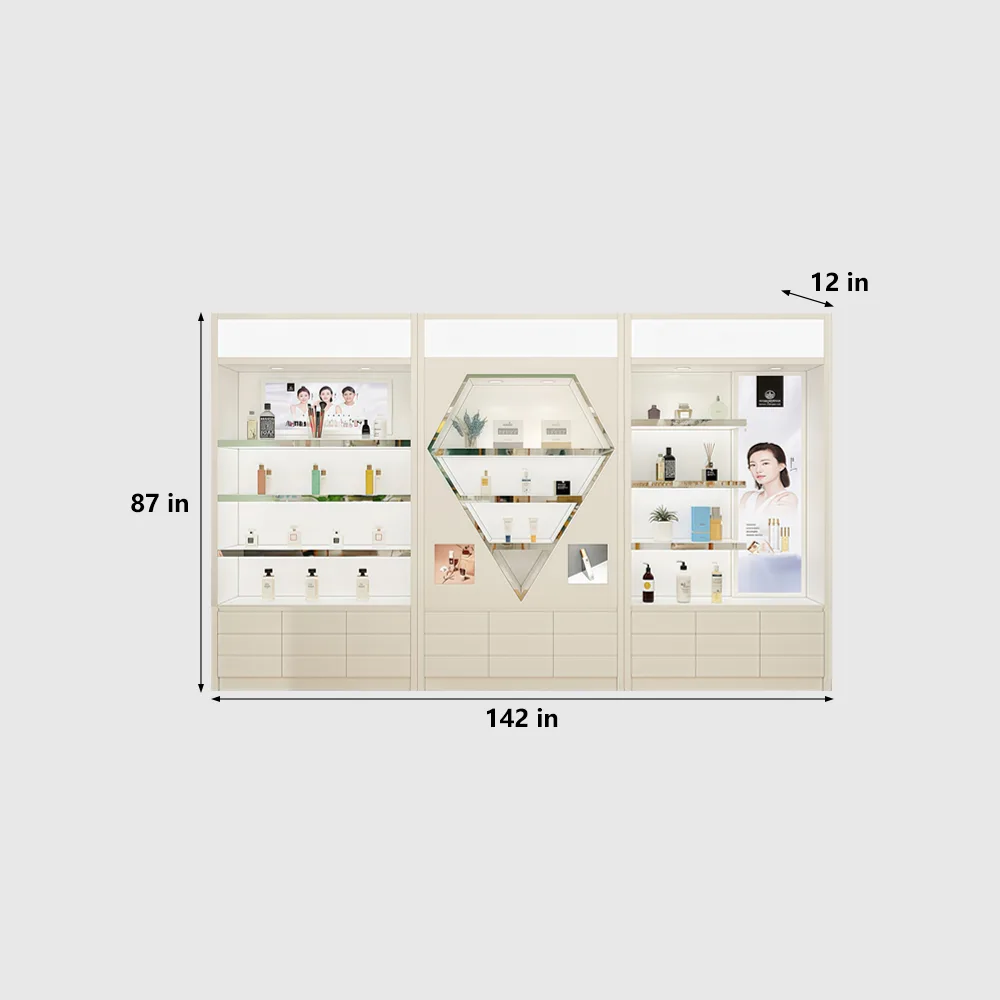 Glossy White Mageline Cosmetic Display Showcase - image 14