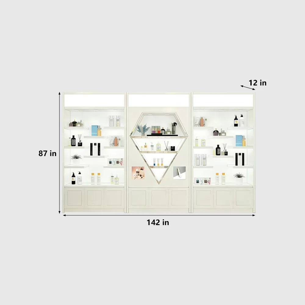 Glossy White Mageline Cosmetic Display Showcase - image 15