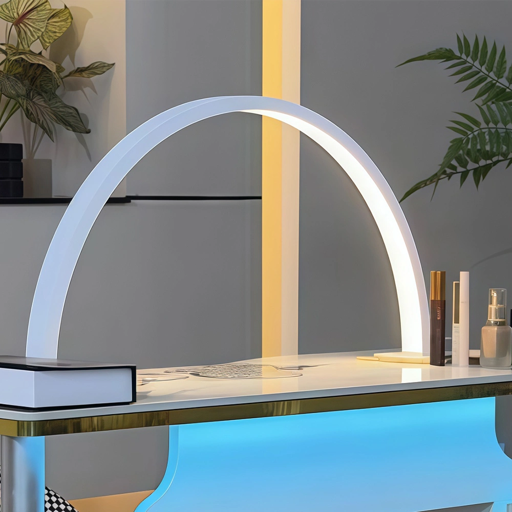 Glossy White Nail Table with Stool Set - image 7
