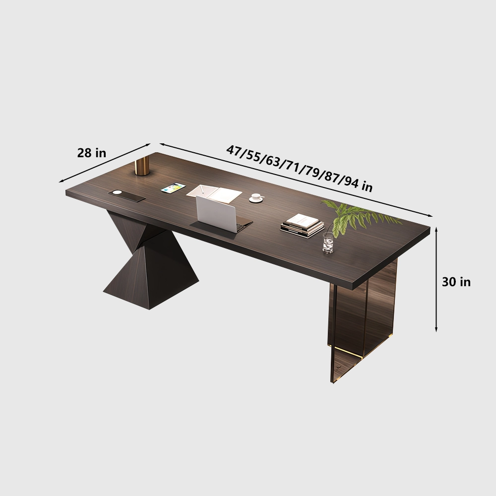 Italian Minimalist Desk with Outlet Solid Wood - image 7