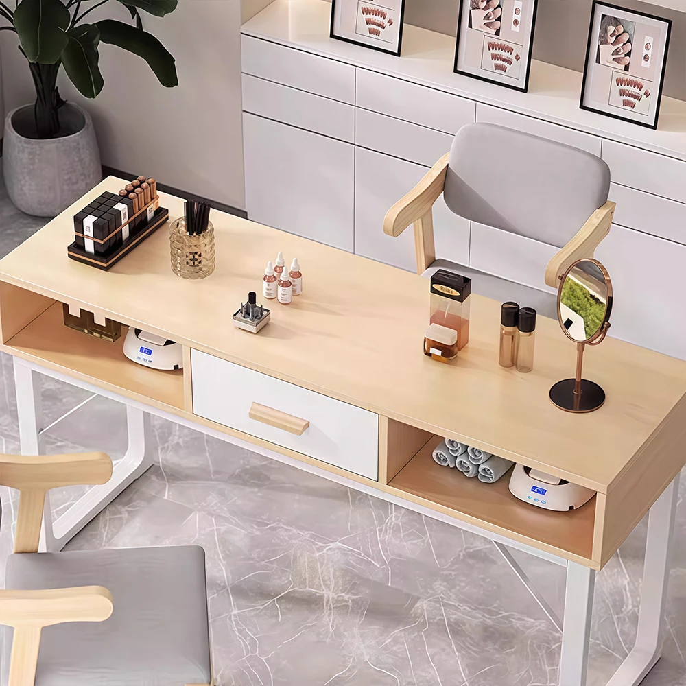 Japanese Minimalist Nail Desk with Drawers - image 3