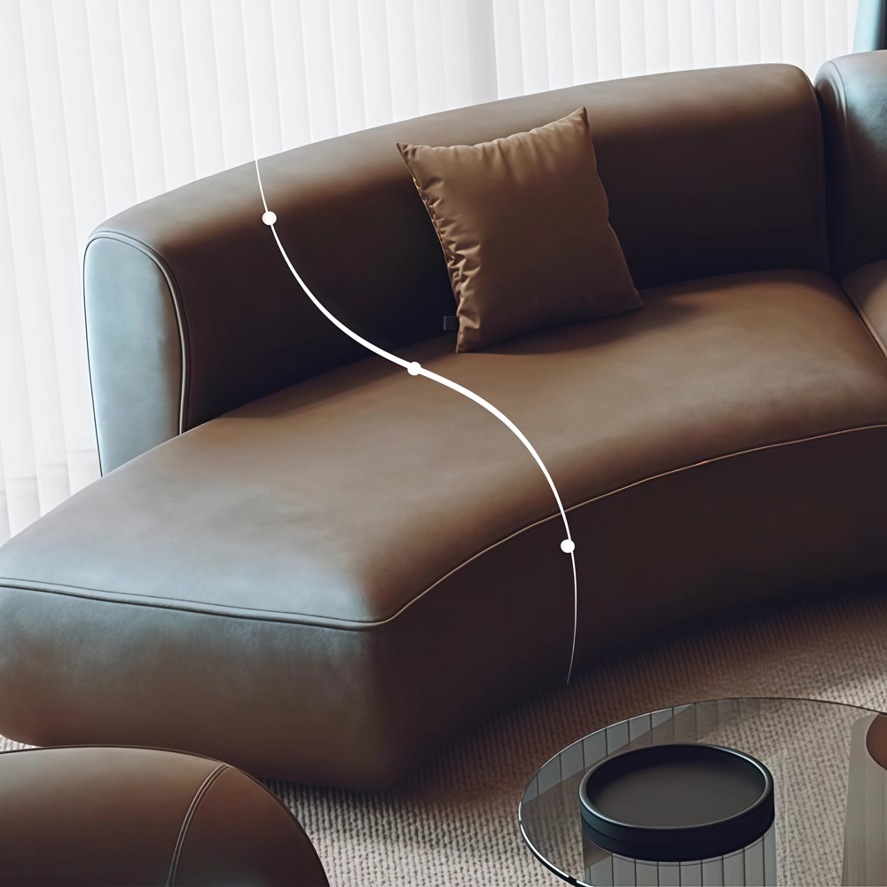 Light Luxury Curved Sofa in Coffee Brown - image 4