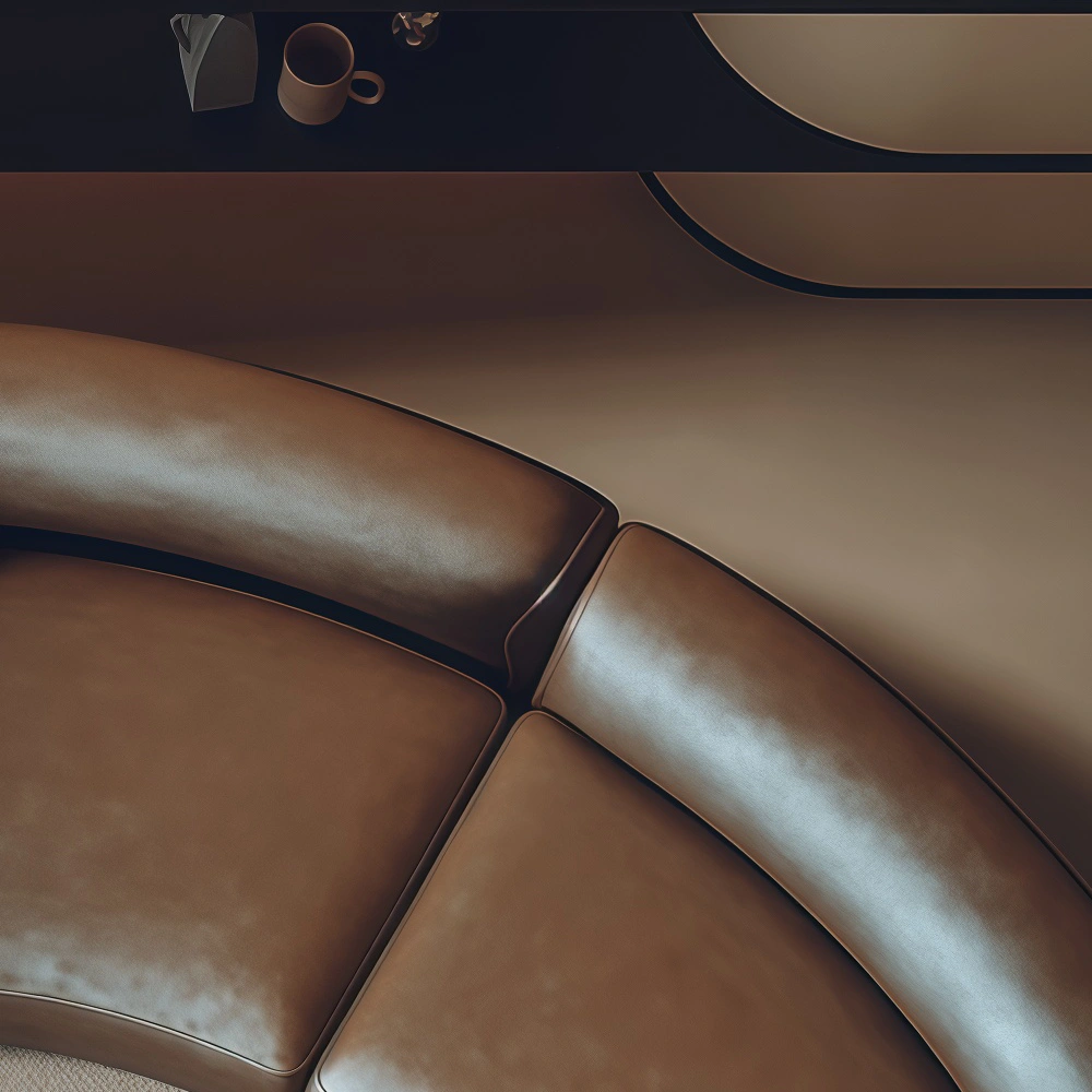 Light Luxury Curved Sofa in Coffee Brown - image 5
