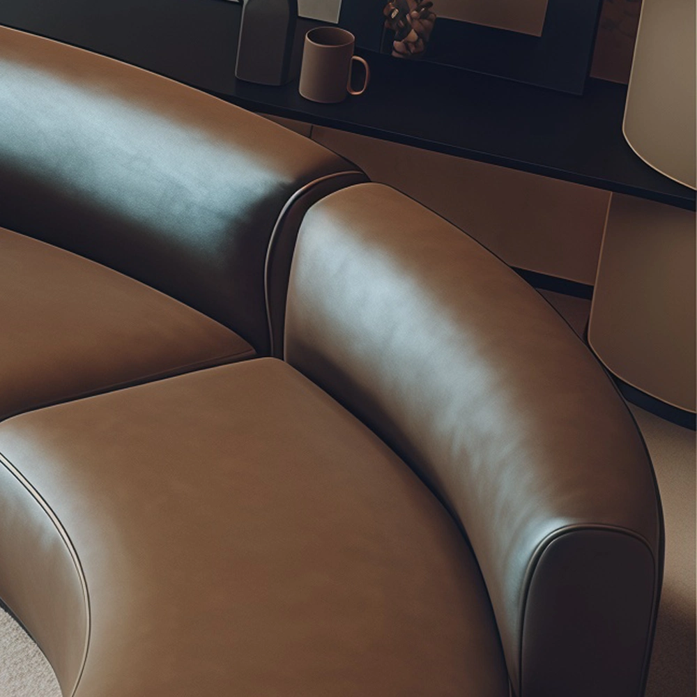 Light Luxury Curved Sofa in Coffee Brown - image 6