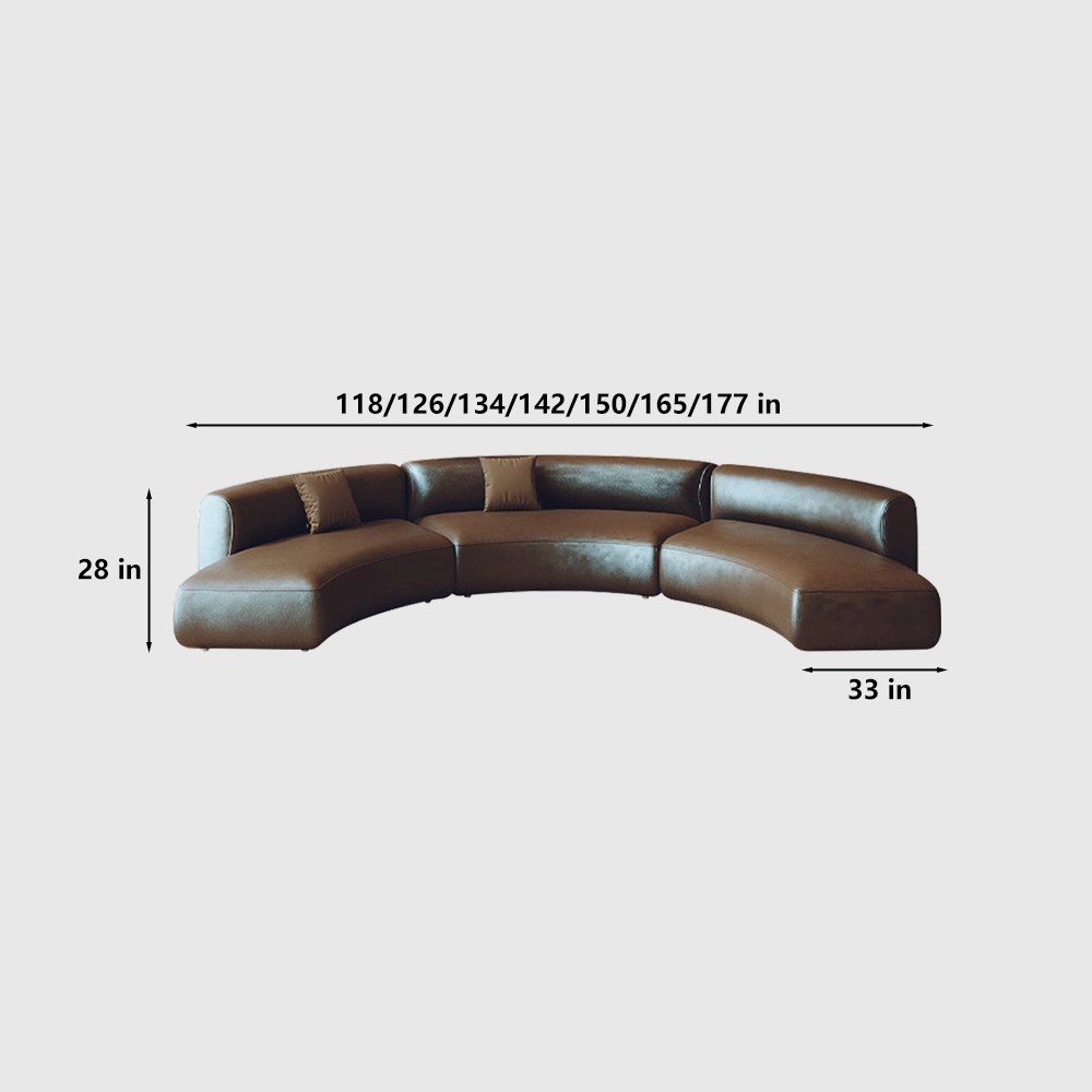 Light Luxury Curved Sofa in Coffee Brown - image 7
