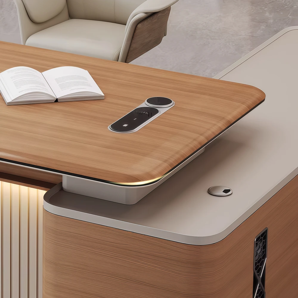 Light Luxury Executive Desk with Side Cabinet - image 5