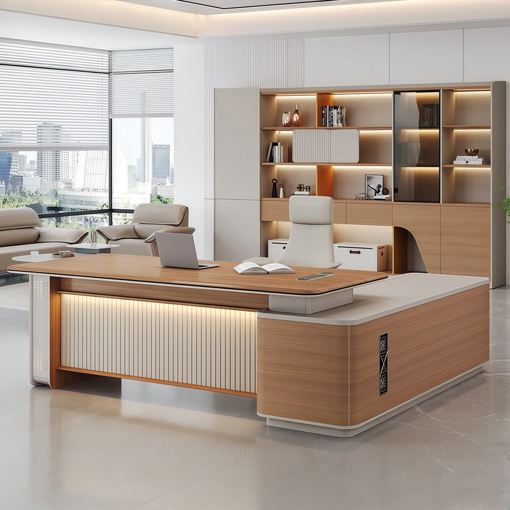 Light Luxury Executive Desk with Side Cabinet - image 3