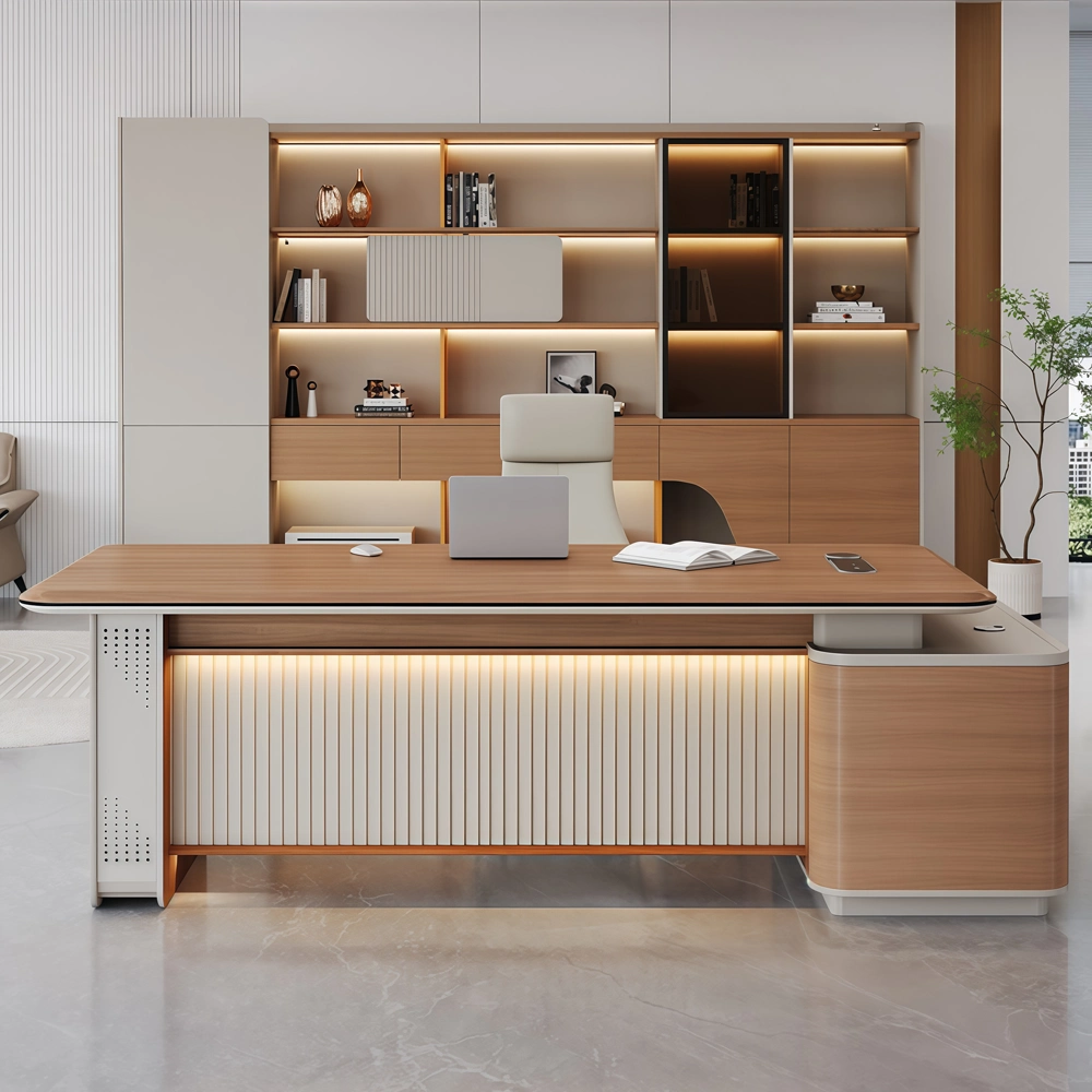 Light Luxury Executive Desk with Side Cabinet - image 2