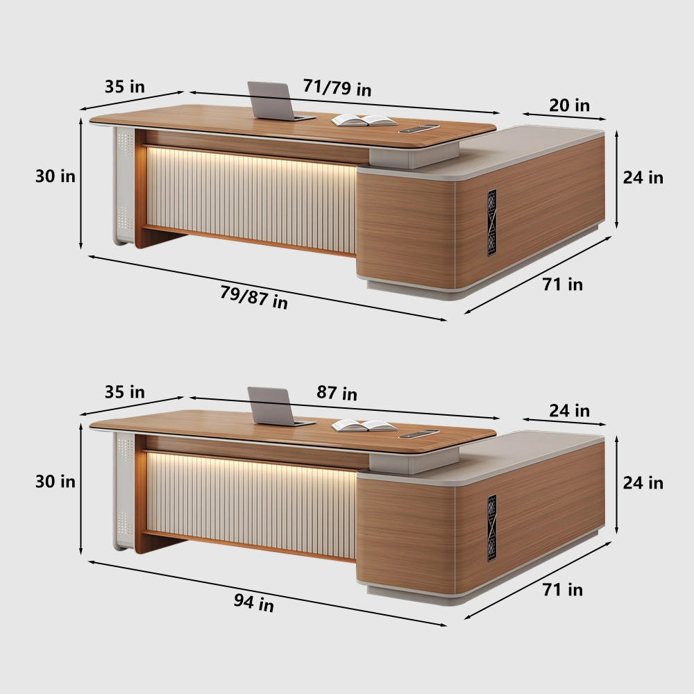 Light Luxury Executive Desk with Side Cabinet - image 7