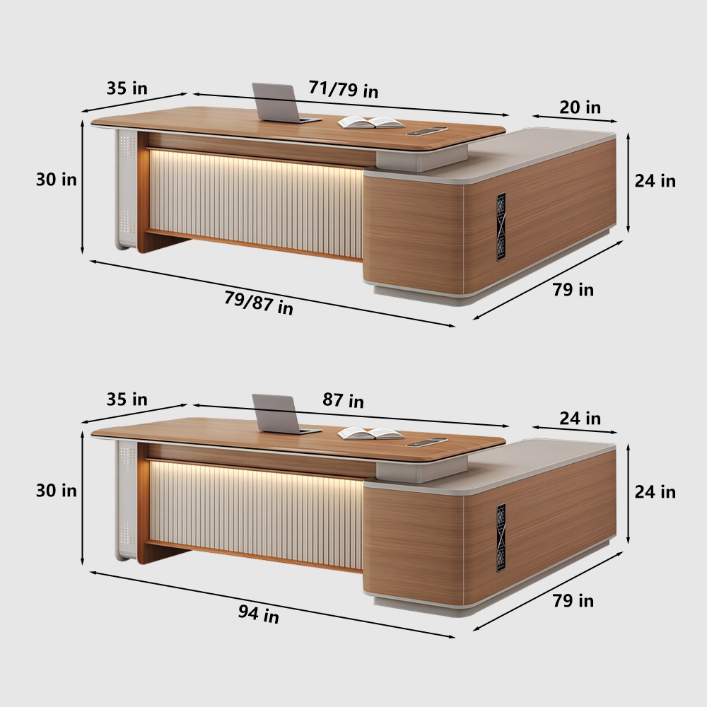 Light Luxury Executive Desk with Side Cabinet - image 13