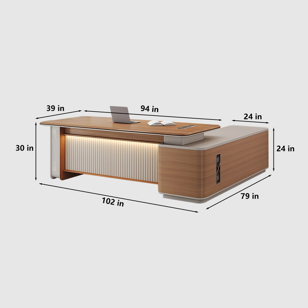 Light Luxury Executive Desk with Side Cabinet - image 14