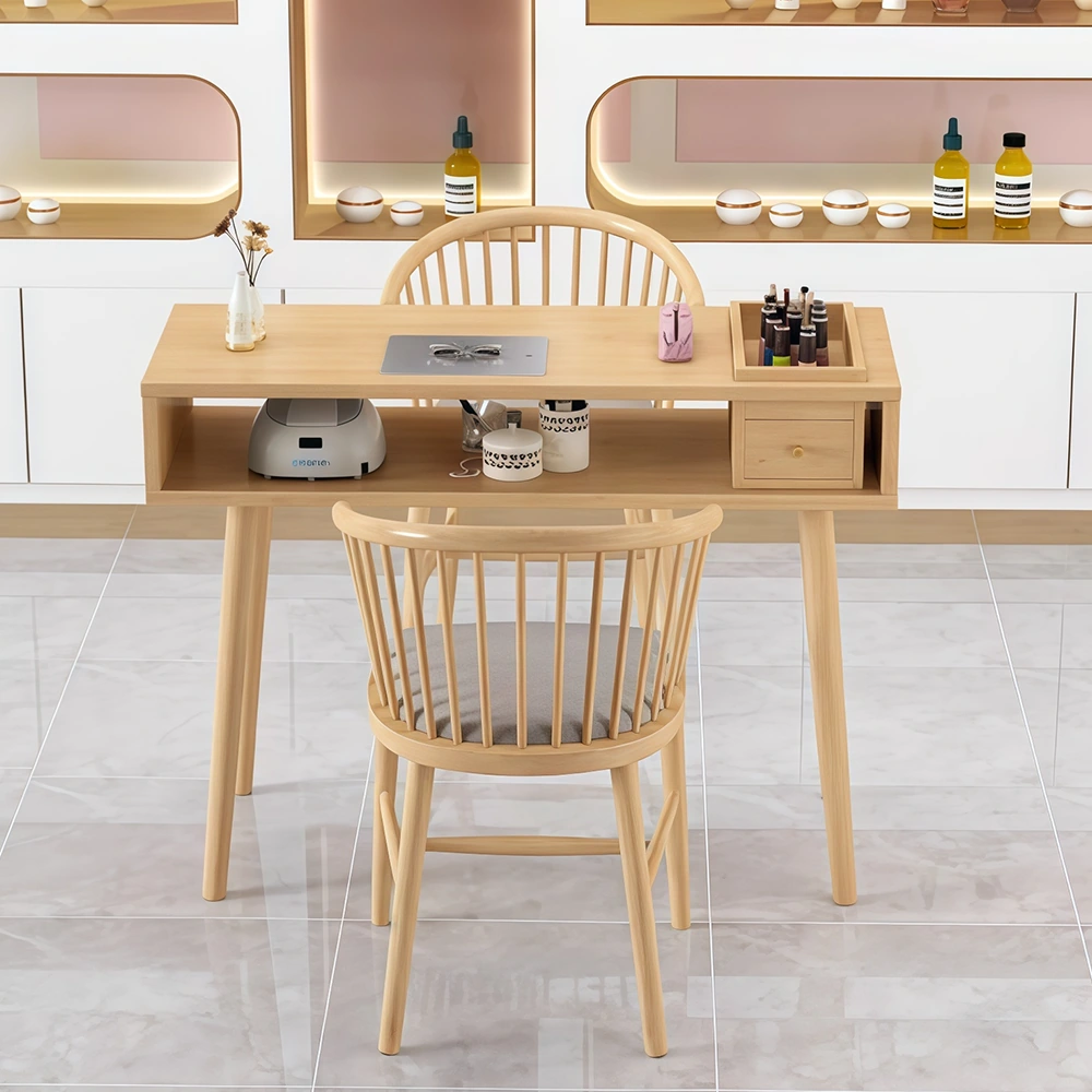 Light Wood Manicure Table with Dust Collector - image 3