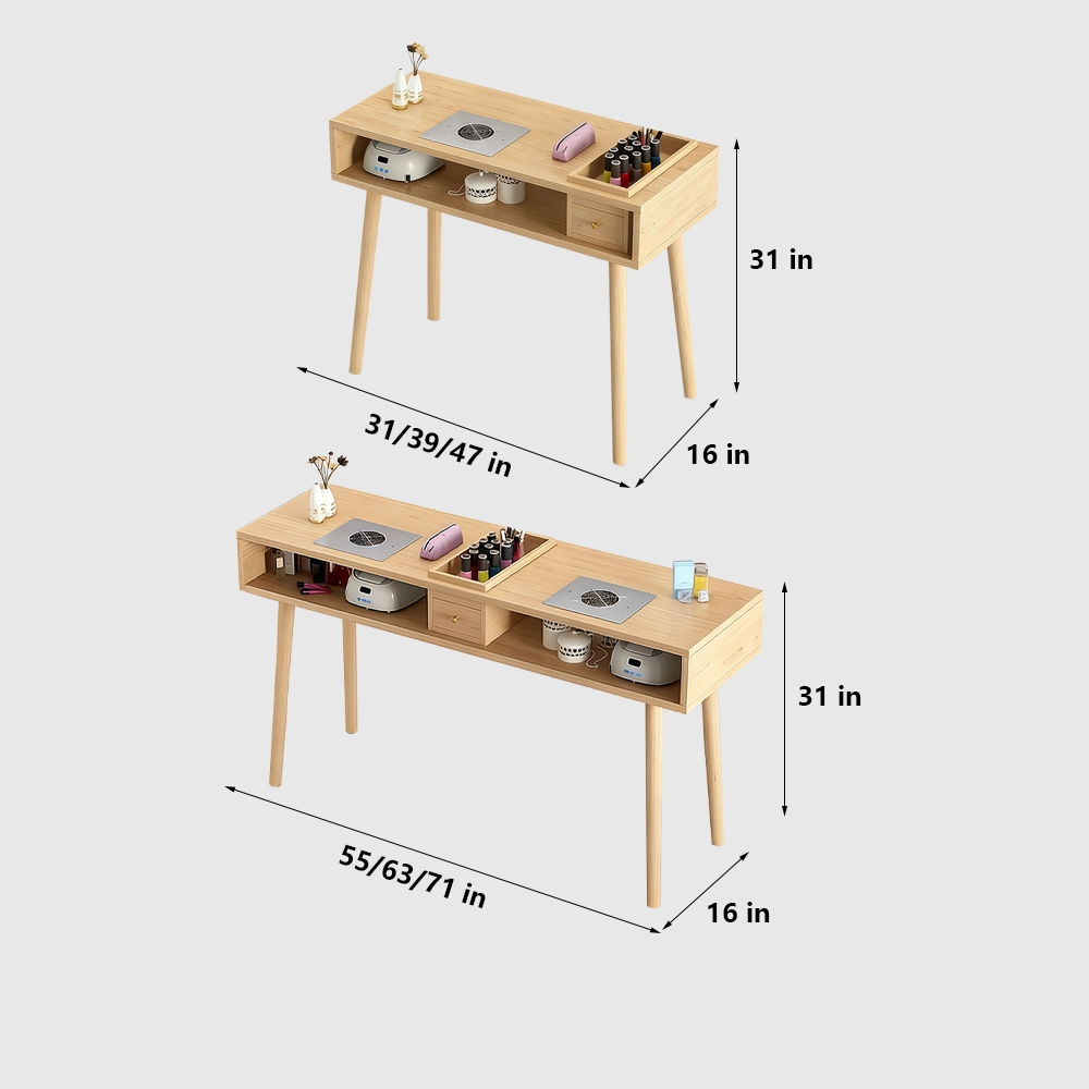 Light Wood Manicure Table with Dust Collector - image 7