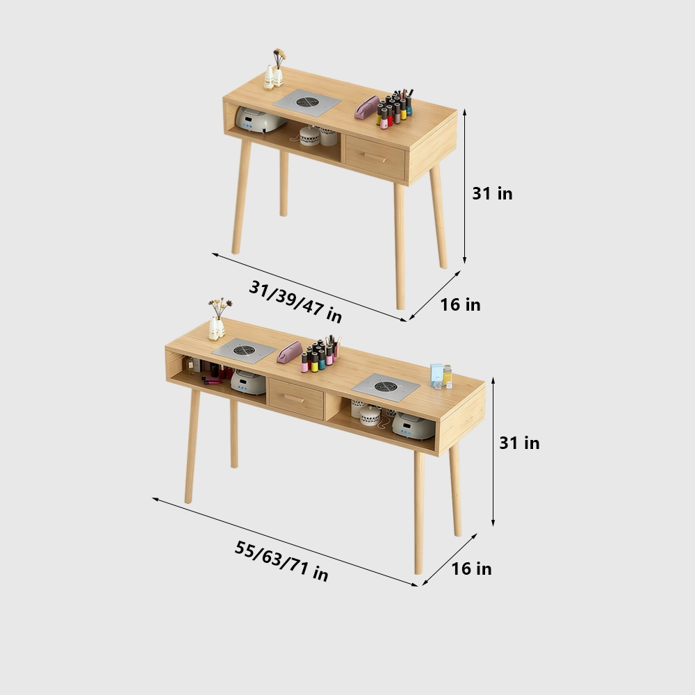 Light Wood Manicure Table with Dust Collector - image 8