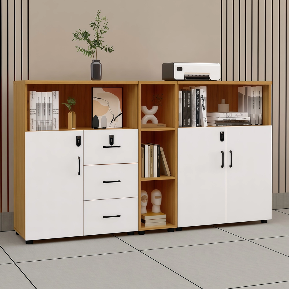 Lockable Wooden File Cabinet Low Office Storage - image 2