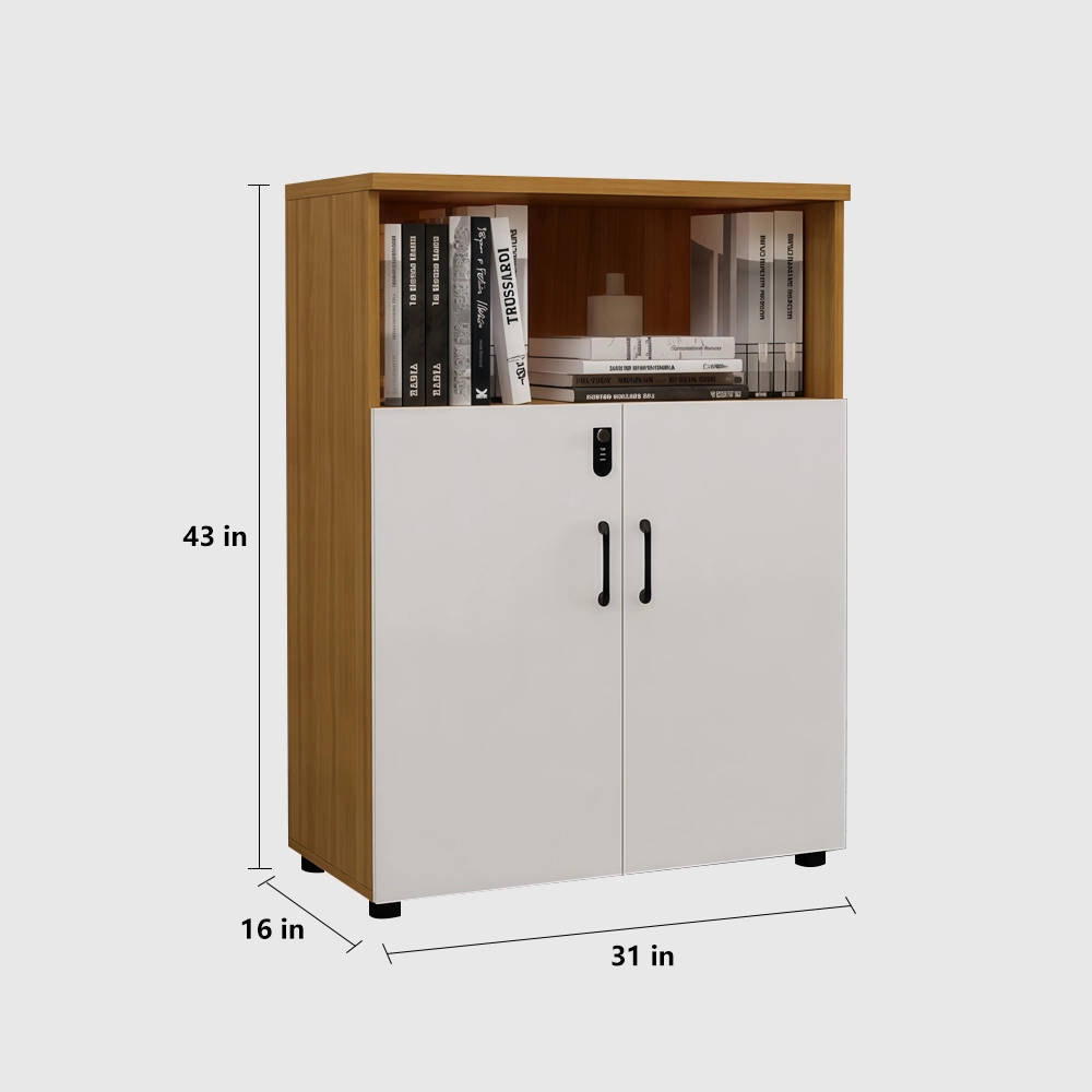 Lockable Wooden File Cabinet Low Office Storage - image 7