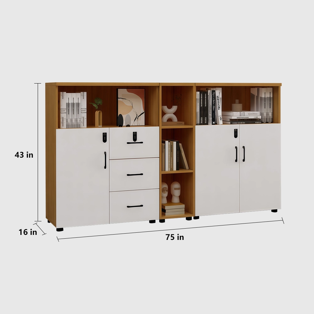 Lockable Wooden File Cabinet Low Office Storage - image 24