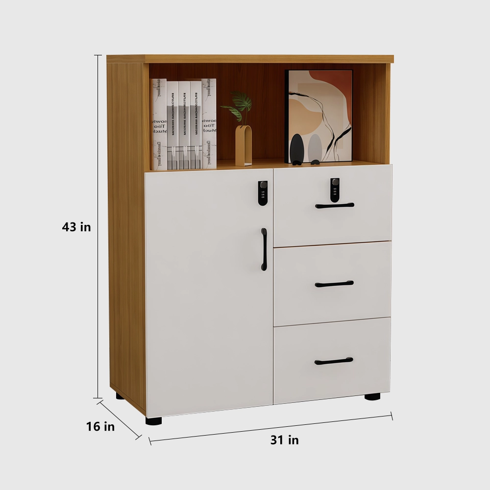 Lockable Wooden File Cabinet Low Office Storage - image 8