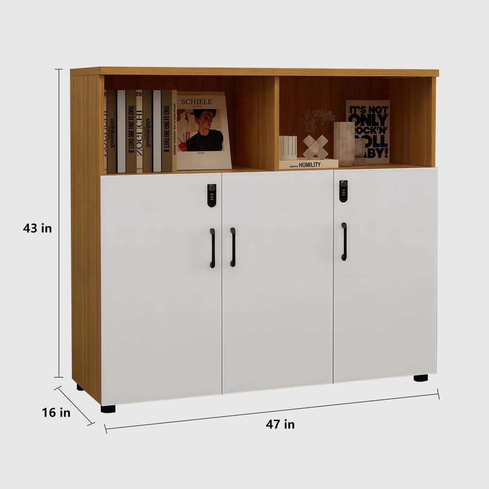 Lockable Wooden File Cabinet Low Office Storage - image 9