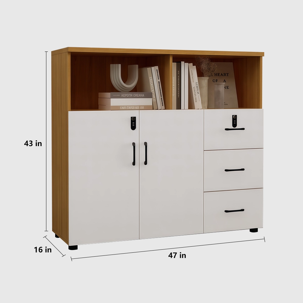 Lockable Wooden File Cabinet Low Office Storage - image 10