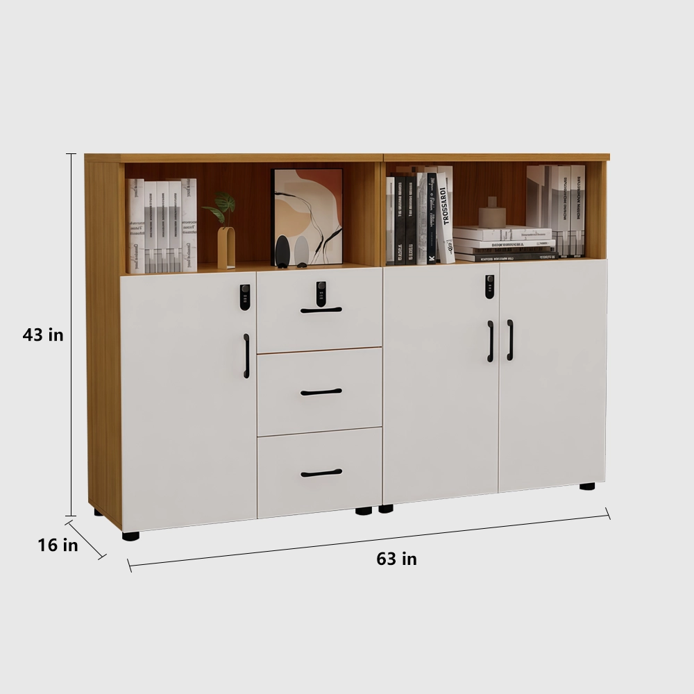 Lockable Wooden File Cabinet Low Office Storage - image 12